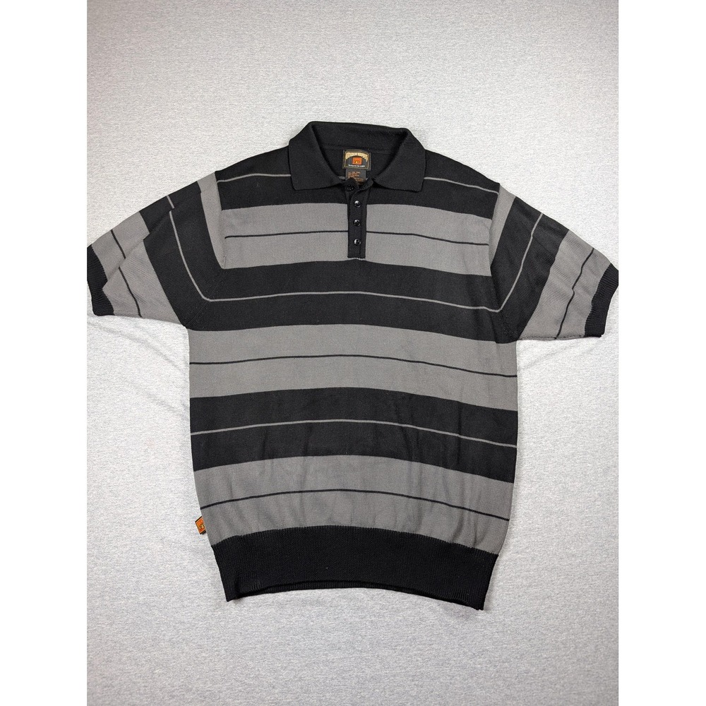 FB County Polo Shirt Mens 2XL Black Gray Stripe Knit Casual Streetwear OG